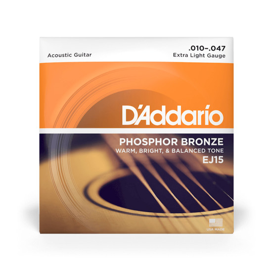 Струни за акустична китара D'Addario EJ15 Extra light .010-.047 Струни за акустична китара D'Addario EJ15 Extra light .010-.047