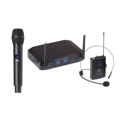 Двоен безжичен микрофон вокален / хедсет WF-U216 HP UHF комбиниран 