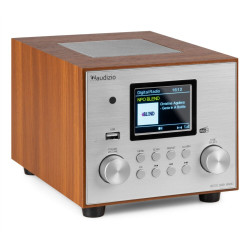 FM радио със субуфер Bluetooth, 60W, /USB/FM/DAB+, кафяво/бяло, Audizio VIESTE