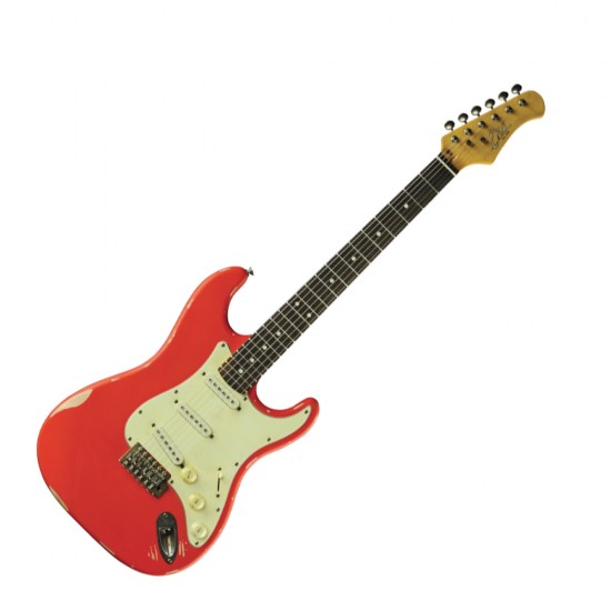 Електрическа китара Eko S-300 Relic Fiesta Red червена 6 струни