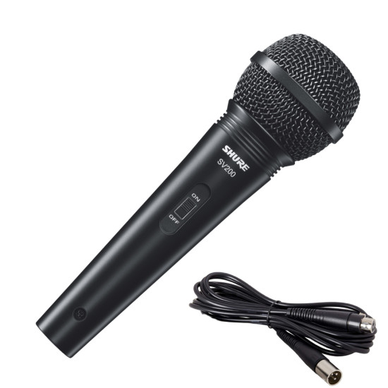 Динамичен микрофон с копче и кабел SHURE SV200-W 