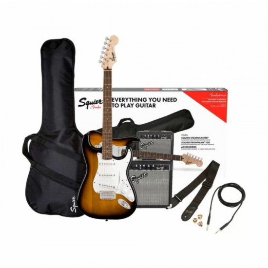 Електрическа китара комплект Fender Squier Stratocaster Pack Brown Sunburst + кубе и аксесоари
