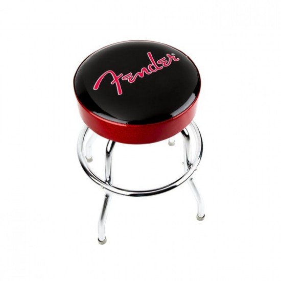 Висок стол  в черно и червено с червено лого FENDER висок 60 см 24" тип"бар"