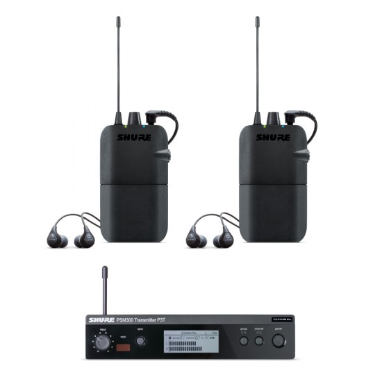 Двойна дигитална мониторинг система със слушалки SHURE PSM300 P3TR112TW - K3E 