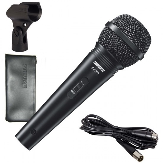 Динамичен микрофон с копче, кабел, държач и калъф SHURE SV200-A 