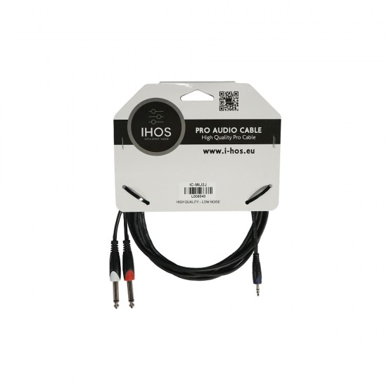 Аудио кабел 3.5 mm стерео жак - 2x 6.3 mm моно жакове IC-MIJ2J 3 метра