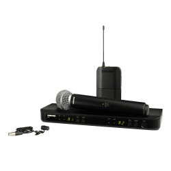 Комбо безжичен микрофон брошка WL185 + вокален SM58 SHURE BLX1288E/W85-H8E 