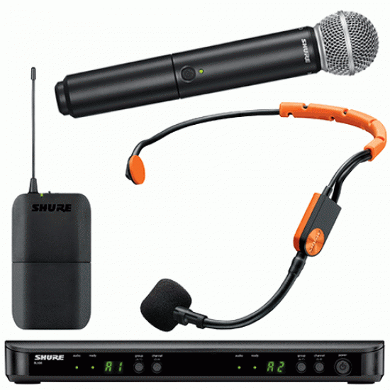 Комбиниран безжичен микрофон вокален SM58 и дидаема headset SM31-FH SHURE BLX1288E/SM31-T11 - 