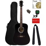 Акустична китара Fender черна FA-115 Pack V2 black WN - в комплект с калъф, колан, струни и перца 
