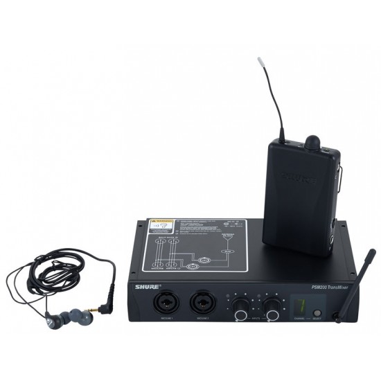 Безжична система мониторна SHURE PSM200 + слушалки SE112 in-ear