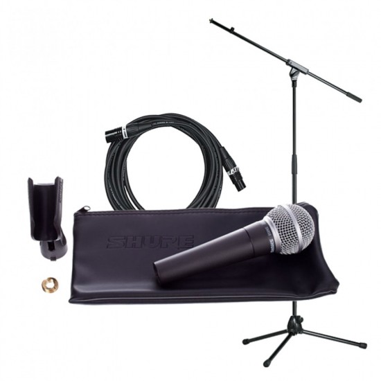 Микрофон вокален SHURE SM58LCE bundle + стойка, калъф и кабел комплект