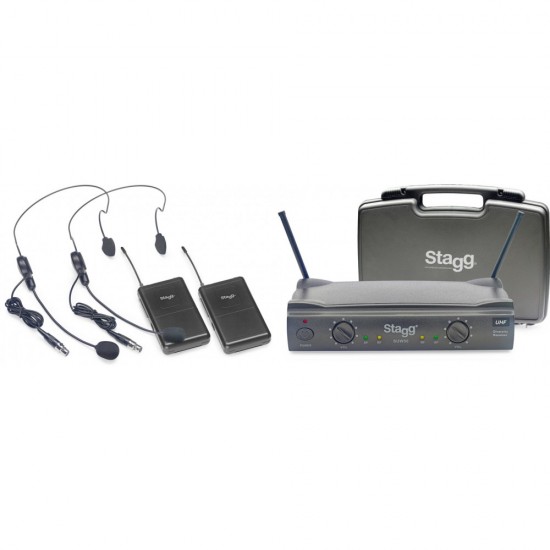 Двоен безжичен микрофон за глава SUW50 HH UHF 864.2-864.7 хедсет / тип диадема by Stagg