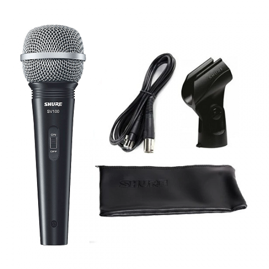 Микрофон вокален динамичен Shure SV100A + кабел, държач и калъф 