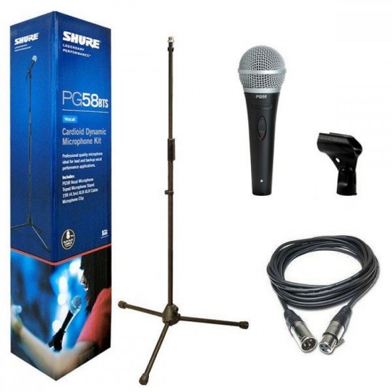 Микрофон вокален SHURE PGA58-BTS + стойка, кабел и държач