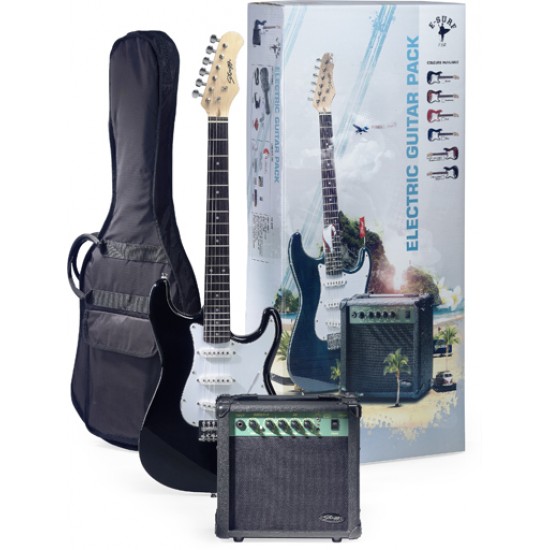 Комплект електрическа китара + кубе и аксесоари от STAGG - Модел ESURF 250 BK 6 струни
