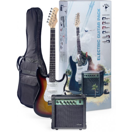 Комплект електрическа китара + кубе и аксесоари от STAGG - Модел ESURF 250 SB EU 6 струни