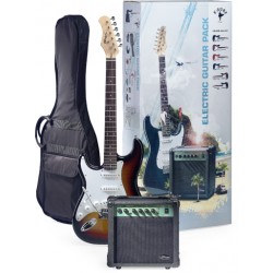 Комплект електрическа китара + кубе и аксесоари от STAGG - Модел ESURF 250LHSBEU 6 струни