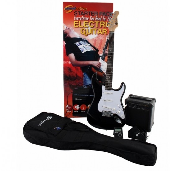 Комплект ел. китара с комбо усилвател SOUNDSATION - Модел Rocker Pack BK
