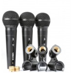 Tronios Комплект динамични кабелни микрофона с държачи в куфарче 3 броя VX1800S от MusicShop
