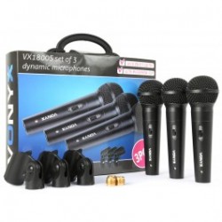 Tronios Комплект динамични кабелни микрофона с държачи в куфарче 3 броя VX1800S от MusicShop