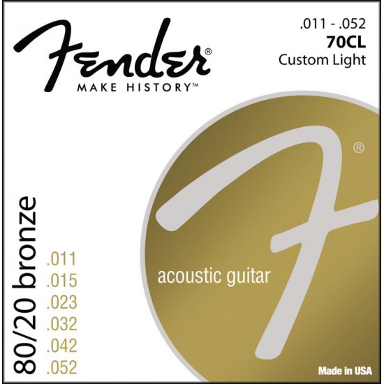 Струни за акустична китара FENDER - Модел Fender 70CL 80/20 Bronze 
