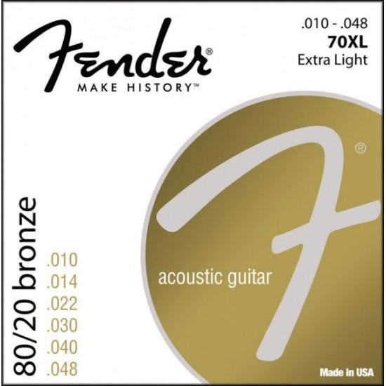 Струни за акустична китара FENDER - Модел 80/20 Bronze Acoustic Strings 70XL