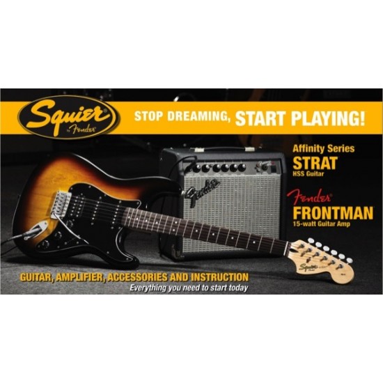 Комплект електрическа китара с комбо усилвател FENDER - Модел SQUIER PACK STRAT HSS BSB 15G 6 струни